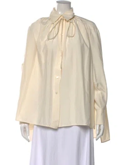Pre-owned Victoria Beckham Silk Tie Neck Blouse In Neutral