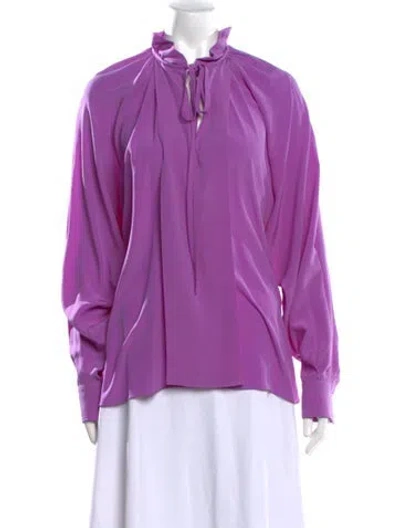 Pre-owned Victoria Beckham Silk Tie Neck Blouse In Purple