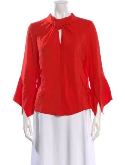 Pre-owned Victoria Beckham Silk Tie Neck Blouse In Red