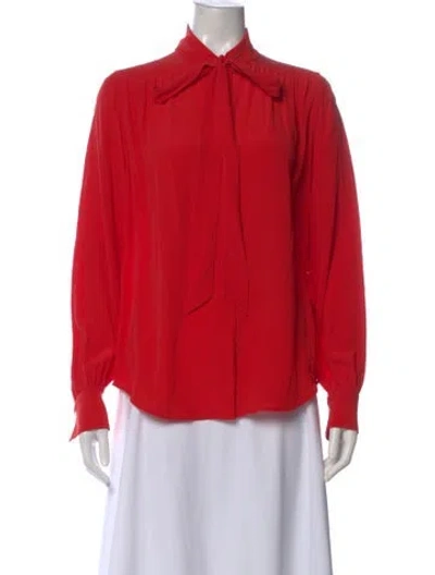 Pre-owned Victoria Beckham Silk Tie Neck Blouse In Red