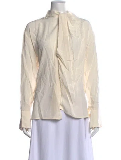 Pre-owned Victoria Beckham Silk Tie Neck Blouse W/ Tags In Neutrals