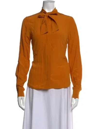 Pre-owned Victoria Beckham Silk Tie Neck Blouse W/ Tags In Orange