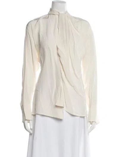 Pre-owned Victoria Beckham Silk Tie Neck Blouse W/ Tags In White