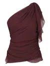 Victoria Beckham Draped One-shoulder Top Asymmetric Hem In Red
