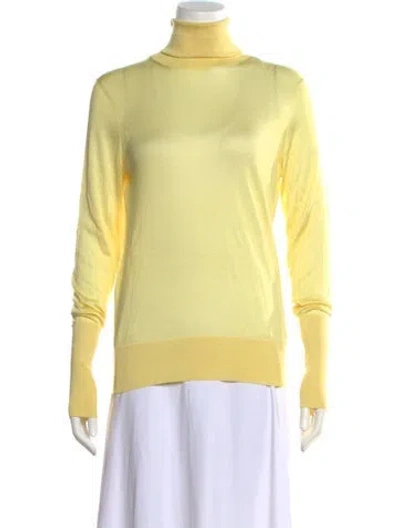 Pre-owned Victoria Beckham Silk Turtleneck Sweater In Yellow