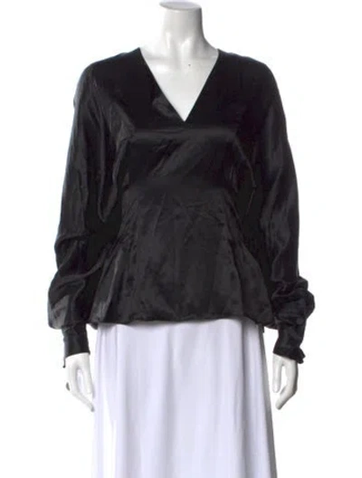 Pre-owned Victoria Beckham Silk V-neck Blouse In Black