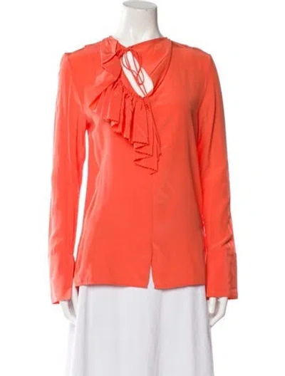 Pre-owned Victoria Beckham Silk V-neck Blouse In Orange