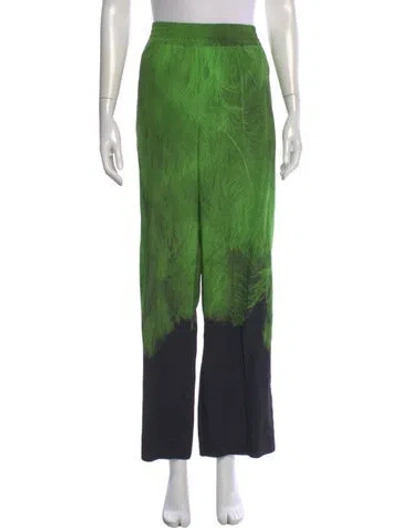 Pre-owned Victoria Beckham Silk Wide Leg Pants In Green