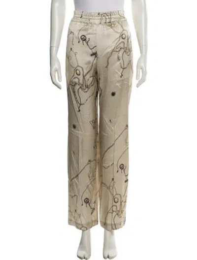 Pre-owned Victoria Beckham Silk Wide Leg Pants W/ Tags In Multi