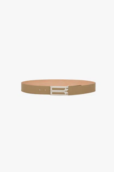Victoria Beckham Silver Buckle Jumbo Dorian Belt In Brown