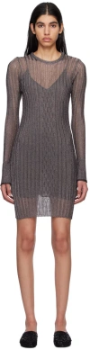 Victoria Beckham Silver Lurex Mini Dress In 2053 Gunmetal