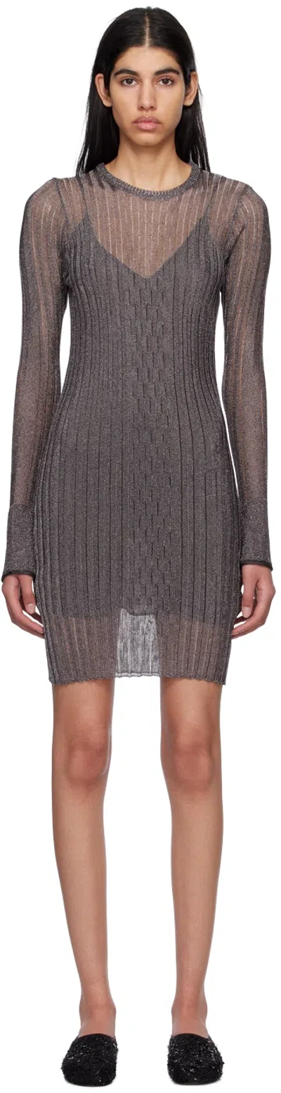 Victoria Beckham Silver Lurex Mini Dress In 2053 Gunmetal