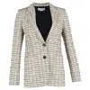 Victoria Beckham Single-breasted Blazer In Beige Cotton Tweed In Beige