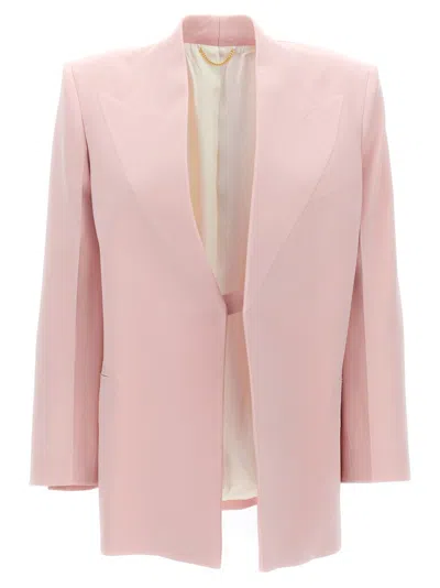 Victoria Beckham Tailored Blazer Jacket Padded Shoulders In Pink