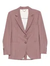 Victoria Beckham Womens Mauve Single-breasted Notch-lapel Wool-blend Blazer In Pink