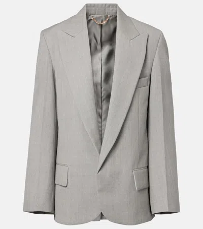 Victoria Beckham Single-breasted Virgin Wool Blazer In Gray