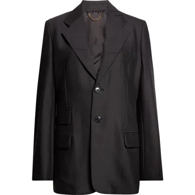 Victoria Beckham Single Breasted Virgin Wool Blend Suiting Blazer In Black