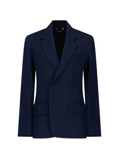 Victoria Beckham Single-breasted Wool Blazer In Blue