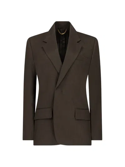 Victoria Beckham Single-breasted Wool Blazer In Green
