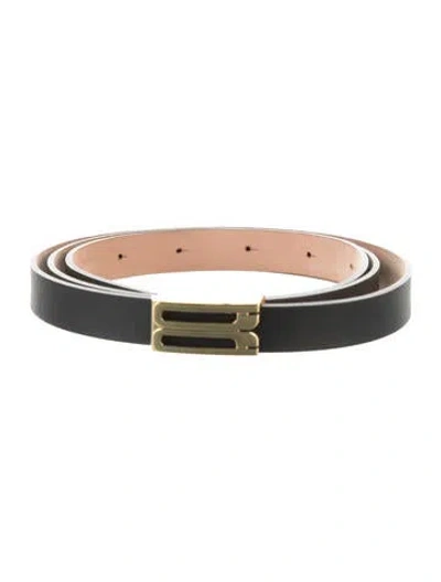 Pre-owned Victoria Beckham Skinny Eel Skin Belt In Black