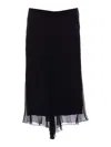 Victoria Beckham Asymmetric Hem Midi Skirt With Sheer Overlay In Black