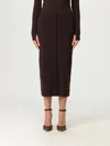 Victoria Beckham Wool Blend Button Detailing High Waist Skirt In Brown