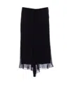 Victoria Beckham Asymmetric Hem Midi Skirt With Sheer Overlay In Black