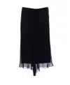 Victoria Beckham Asymmetric Hem Midi Skirt With Sheer Overlay In Black