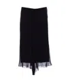 Victoria Beckham Asymmetric Hem Midi Skirt With Sheer Overlay In Black