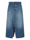 Victoria Beckham Midi Skirt With Front Slit And Pockets In Blue