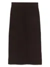 Victoria Beckham Wool Blend Button Detailing High Waist Skirt In Black