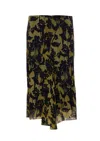 Victoria Beckham Floral Pattern Asymmetric Hem Midi Skirt In Green