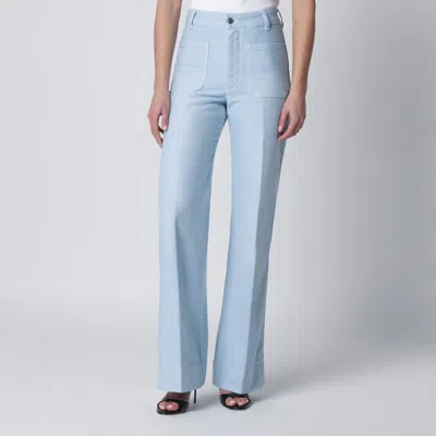 Victoria Beckham Sky Blue Cotton Alina Trousers