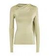 Victoria Beckham Gathered Stretch-jersey Top In Green