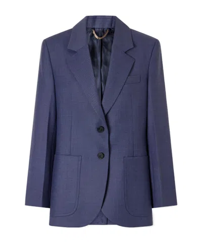 Victoria Beckham Slate Blue Wool-blend Blazer