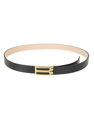 Victoria Beckham Sleek Premium Leather Belt In Black