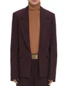Victoria Beckham Sleeve Detail Patch Pocket Jacket In Mahogany
