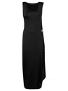 Victoria Beckham Asymmetric Fluid Drape Midi Dress In Black