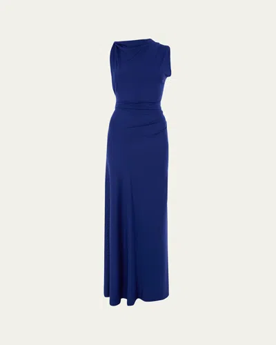 Victoria Beckham Sleeveless Draped Cutout Maxi Dress In Blue