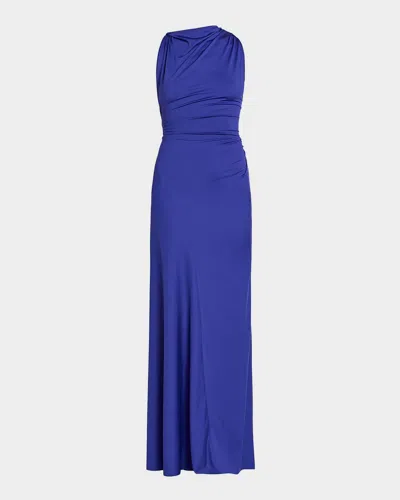 Victoria Beckham Sleeveless Draped Cutout Maxi Dress In Purple
