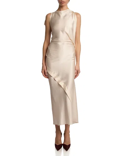 Victoria Beckham Sleeveless Draped Dress In Neutral