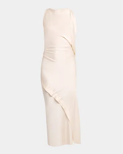 Victoria Beckham Sleeveless Draped Dress In Neutral