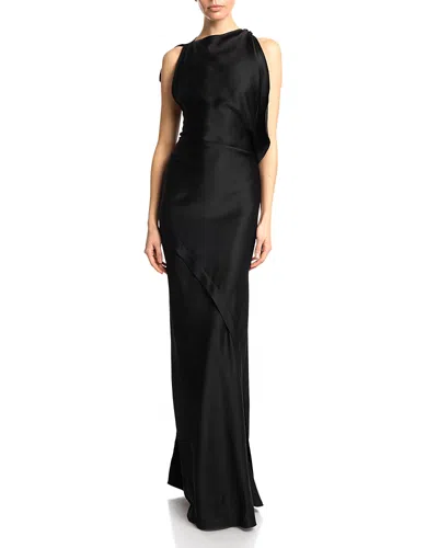 Victoria Beckham Sleeveless Draped Gown In Black