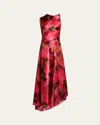 Victoria Beckham Womens Raspberry Draped Sleeveless Silk Midi Dress In Red