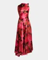 Victoria Beckham Womens Raspberry Draped Sleeveless Silk Midi Dress In Pink