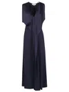 Victoria Beckham Sleeveless Draped V-neck Midi Dress In Blue