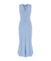Victoria Beckham Asymmetric Short-sleeve Dress In Blue