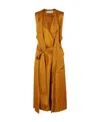 Victoria Beckham Draped Satin Midi Wrap Dress In Orange