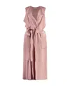 Victoria Beckham Sleeveless Satin Midi Wrap Trench Dress In Pink