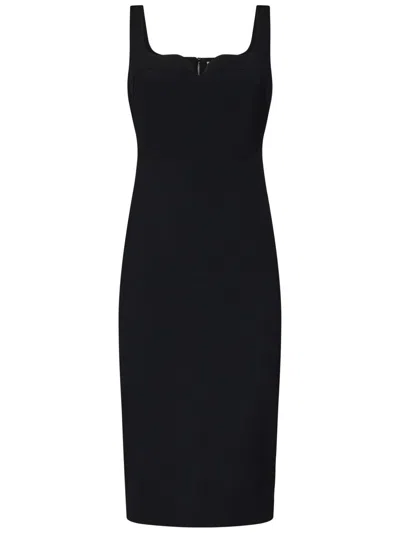 Victoria Beckham Sleeveless Fitted T-shirt Dress Midi Dress In Nero